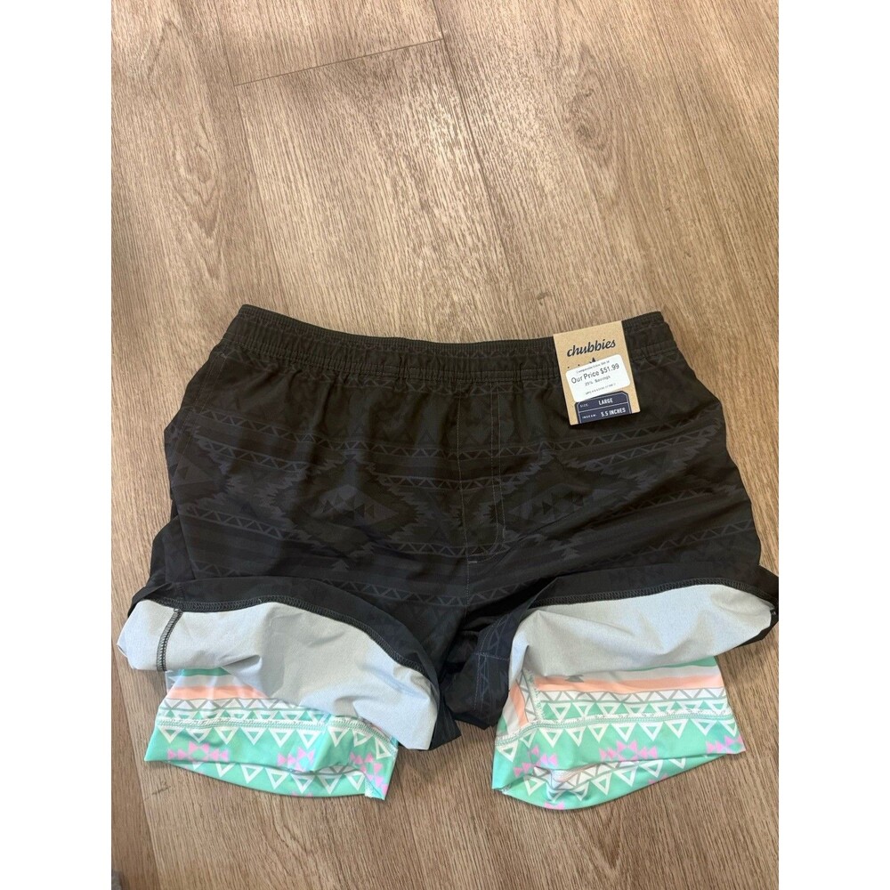 NWT Chubbies The Quests 5.5" Athlounger Shorts Aztec Black L Compression Inner - Picture 5 of 5